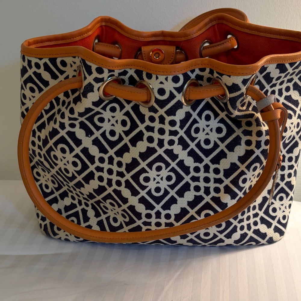 Spartina 449 Navy and Tan Geometric Tote